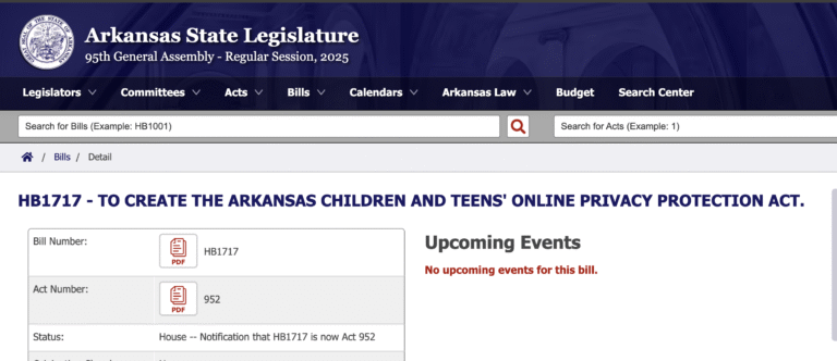 Arkansas Children and Teens’ Online Privacy Protection Act (ACTOPPA)